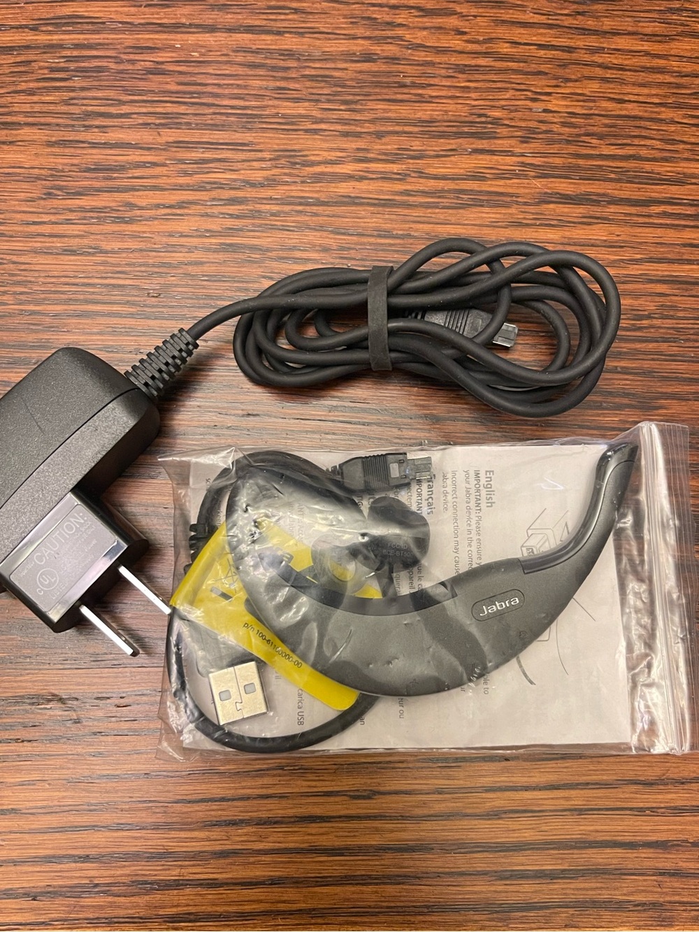 Jabra Black Wireless Bluetooth Earhook Headset with Charging Cable